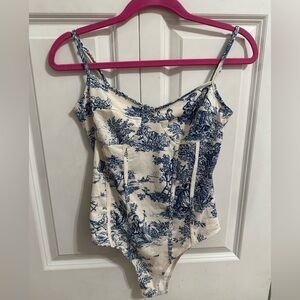 Cider Blue and Cream Bodysuit